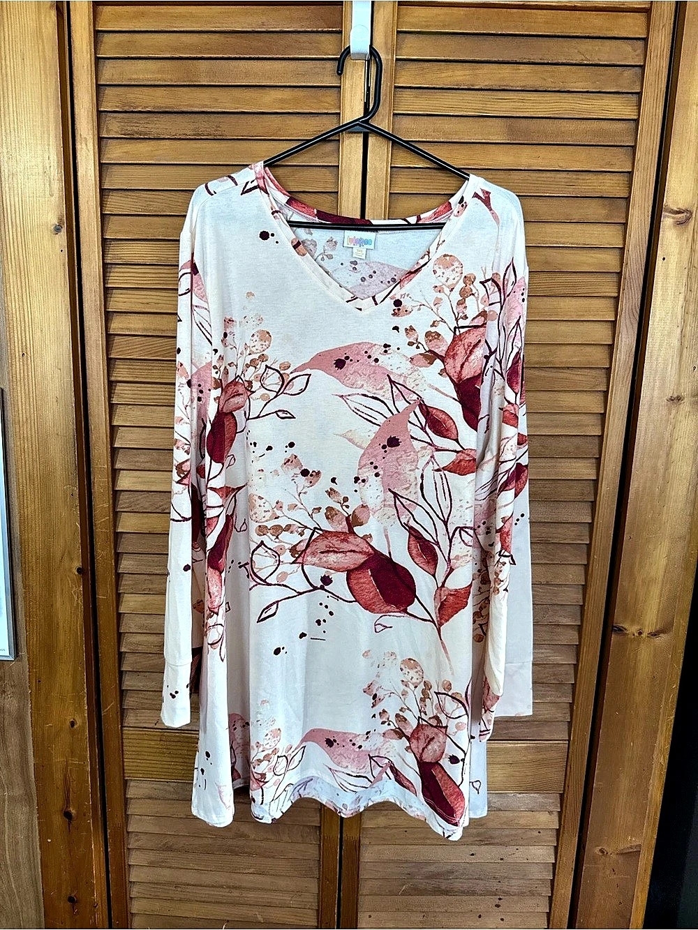 LuLaRoe Floral Long Sleeve Tunic White Pink Size 3XL Like New